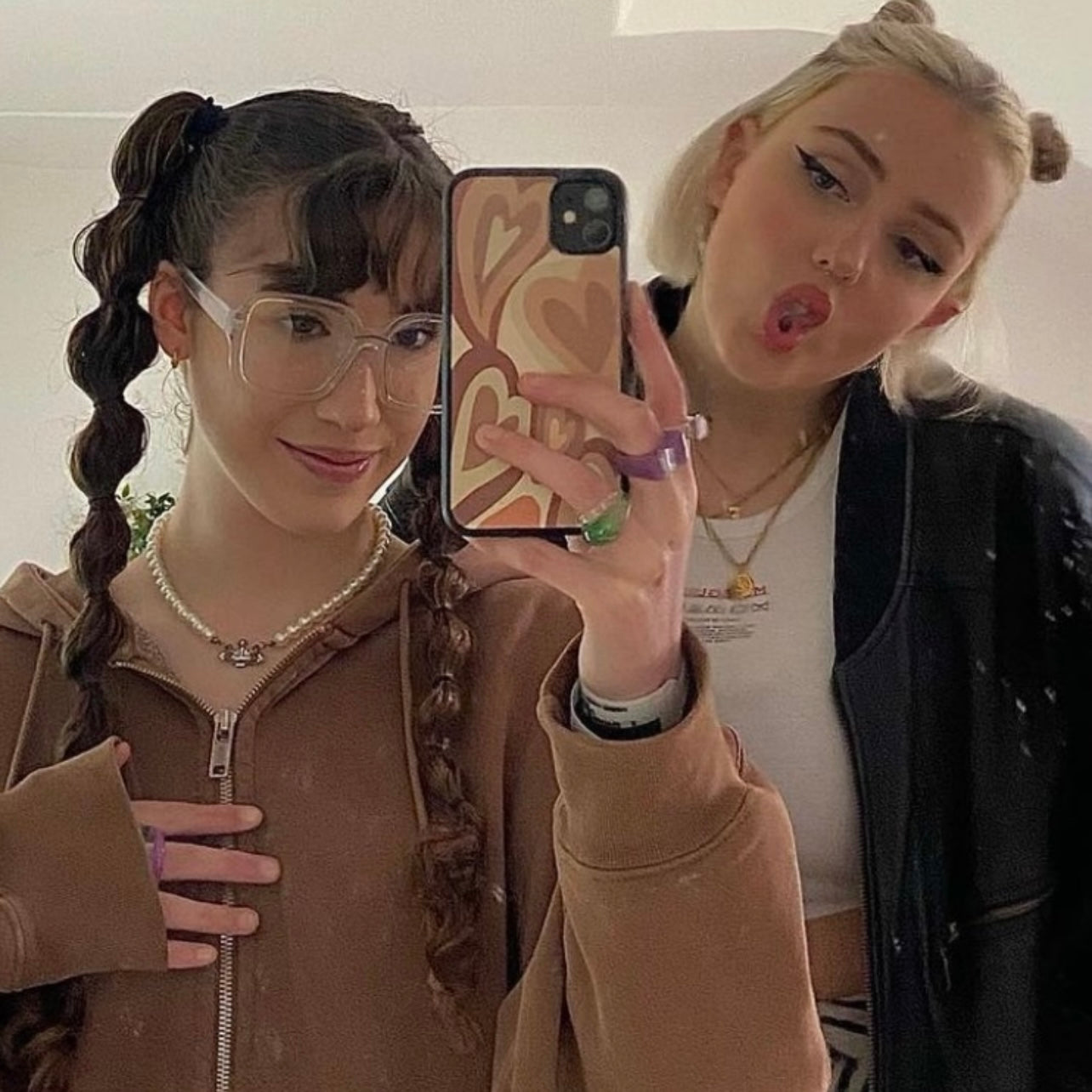 Brown Floating Hearts